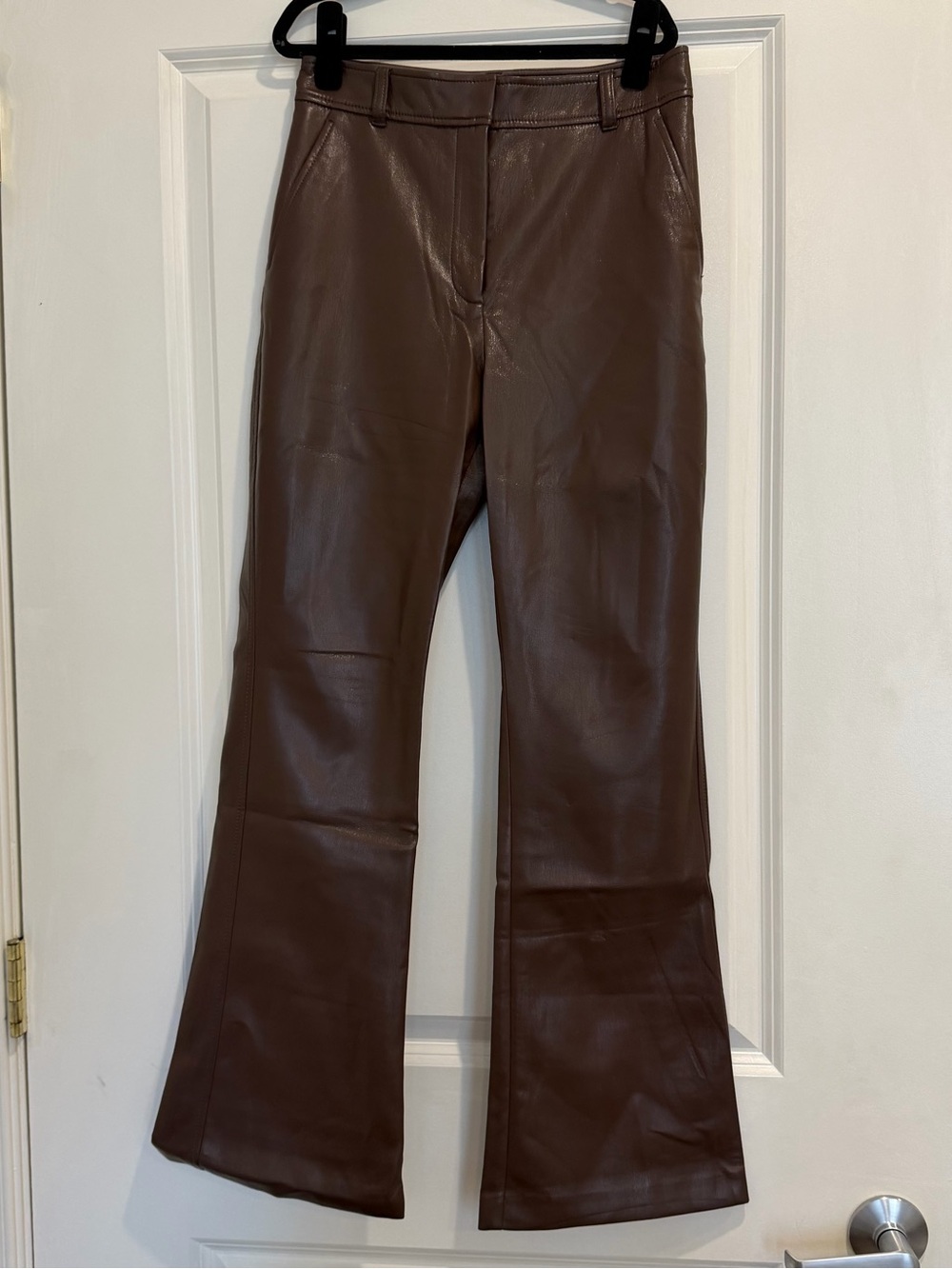 SIZE 4 | Aritzia Babaton Brown Faux Leather Flared Pants